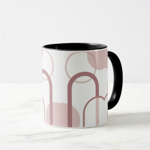 Taza minimalista abstracta con arco en rosa polvor