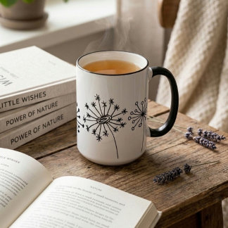Taza Minimalista de Diente de León - Arte Botánico