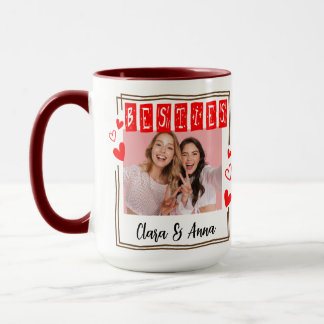 Taza Minimalista Moderna Chic Mejores Amigas BFF Foto D
