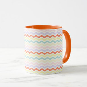Taza Minimalista Moderna Ondas Pastel Escalonadas Linea