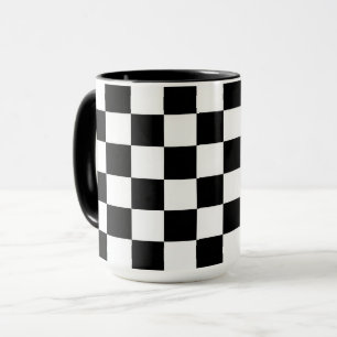 Taza Minimalista Retro Cuadros – Streetwear Monocromo