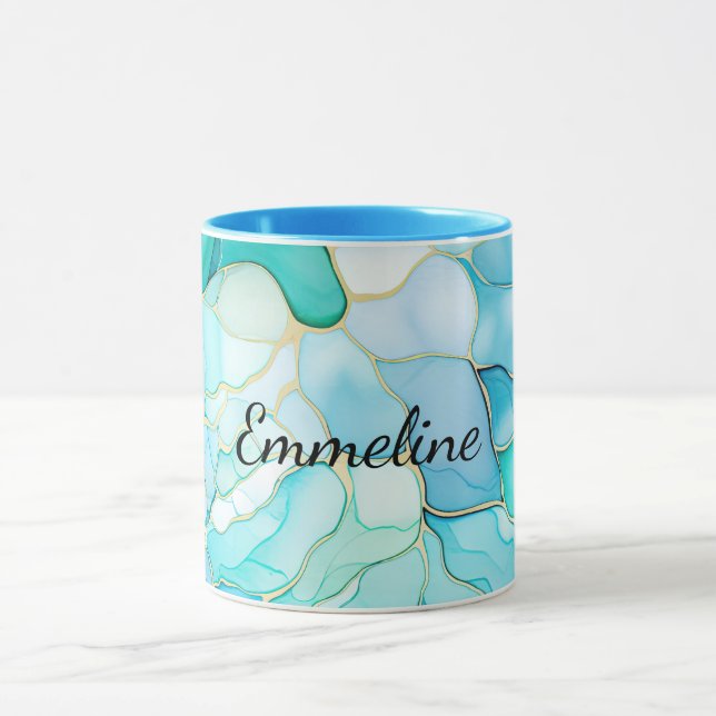 Taza Mint Aqua Pearl Gold Marble (Centro)