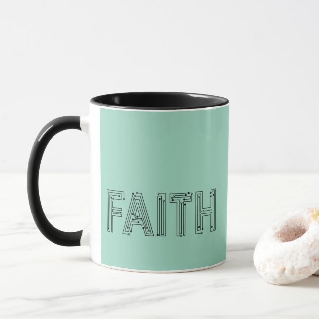 Taza Mint green faith typography coffee mug (Con donut)