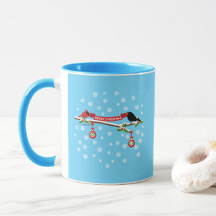 Taza Mirlo y cardenal lindos en una rama - FELIZ NAVIDA