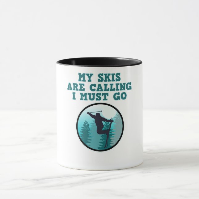 Taza Mis Esquíes Llaman A Esquiar Deportes De Snowboard (Centro)