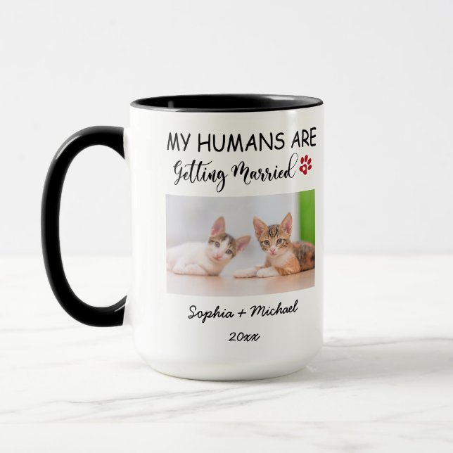 Taza Mis humanos se van a casar – 2 Foto de gato person (Izquierda)