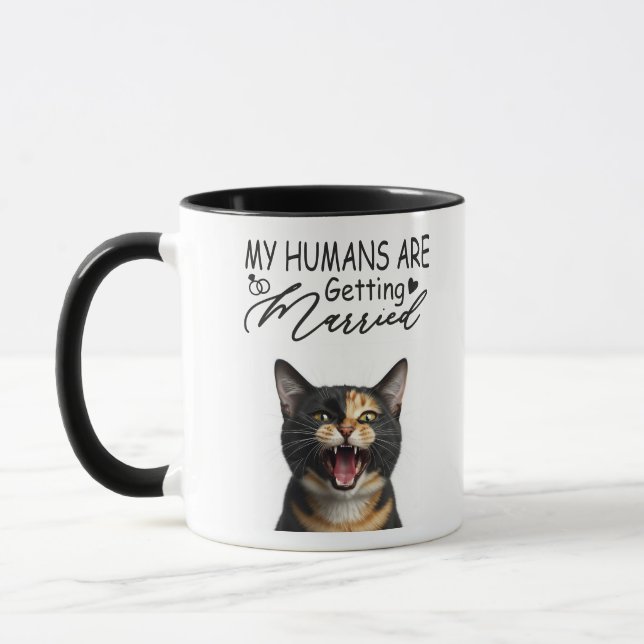 Taza Mis humanos se van a casar Foto de gato personaliz (Izquierda)