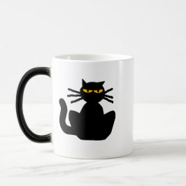 Taza Misterioso gato negro ámbar sentado mirando fijame