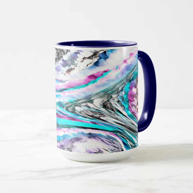 Taza Misto de gradiente e chuviscado, ciano y rosa (Anverso derecho)