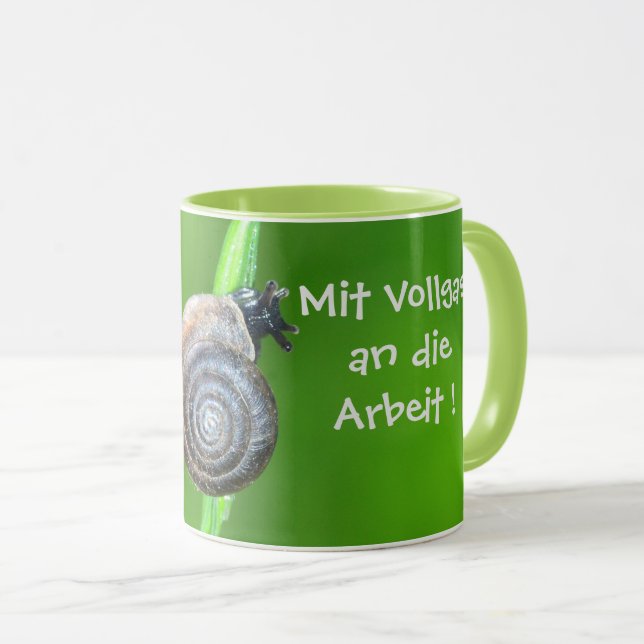 Taza Mit Schnecke vollgas zur Arbeit (Anverso derecho)