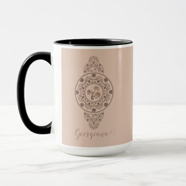 Taza Mocha Rococo Lotus Ornamentala personalizada (Izquierda)