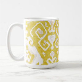 Taza Moda amarillo pastel y ikat gris patrón tribal