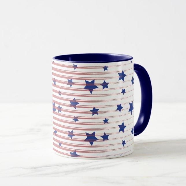 Taza Moda Artsy American Flag de estrellas de arte y ra (Anverso derecho)