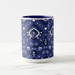 Taza Moda Boho patrones tribales azul marino y ikat bla