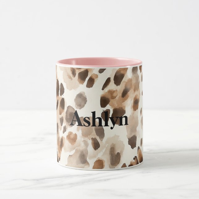 Taza Moda Cream Brown Leopardo Animal Print (Centro)