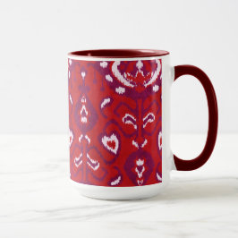 Taza Moda crimson rojo púrpura ikat patrón tribal