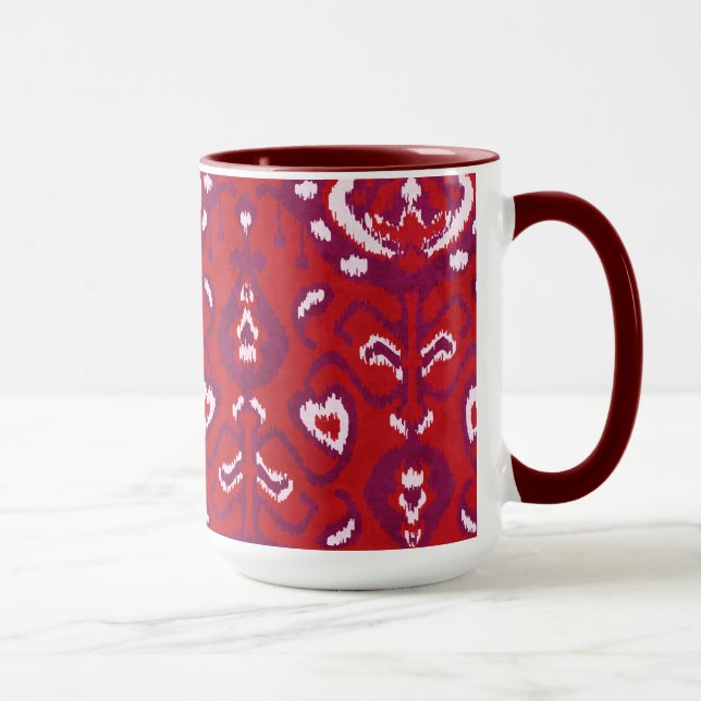 Taza Moda crimson rojo púrpura ikat patrón tribal (Derecha)