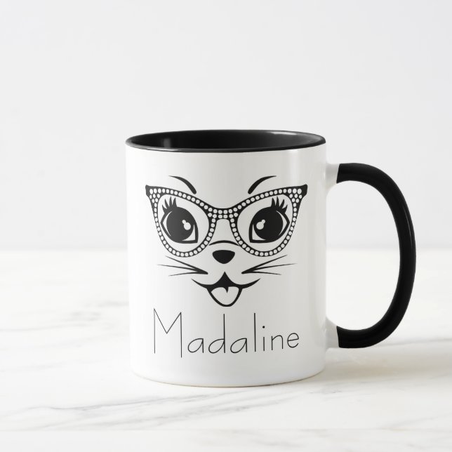 Taza Moda de gato negro y blanco (Derecha)