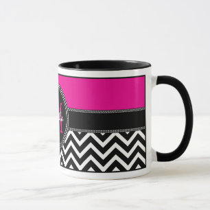 Taza Moda de Isabel del monograma de Chevron de las