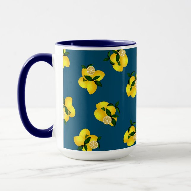 Taza Moda de limón Diseño azul oscuro (Izquierda)