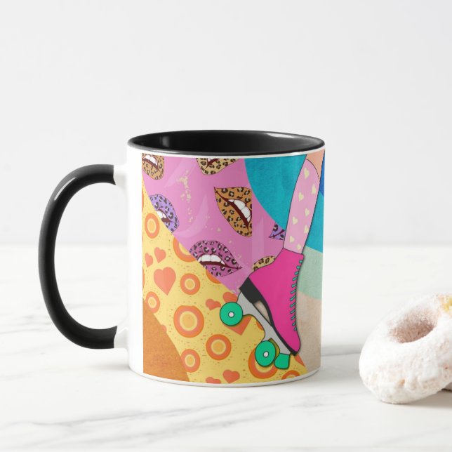Taza Moda de patinaje sobre patines estilo de los años  (Con donut)