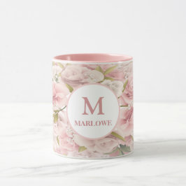 Taza Moda elegante rosa romántico floral