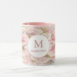 Taza Moda elegante rosa romántico floral