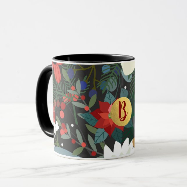 Taza Moda floral oscura de colores llamativos moderna (Anverso izquierdo)
