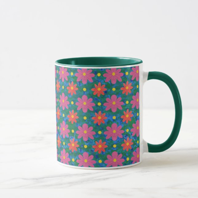 Taza Moda Flores de Rangoli, trozos de polka de café je (Derecha)
