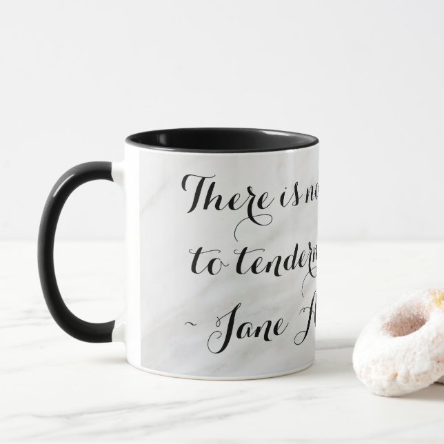 Taza Moda Jane Austen Emma Book Cita Mármol Gris Negro (Con donut)
