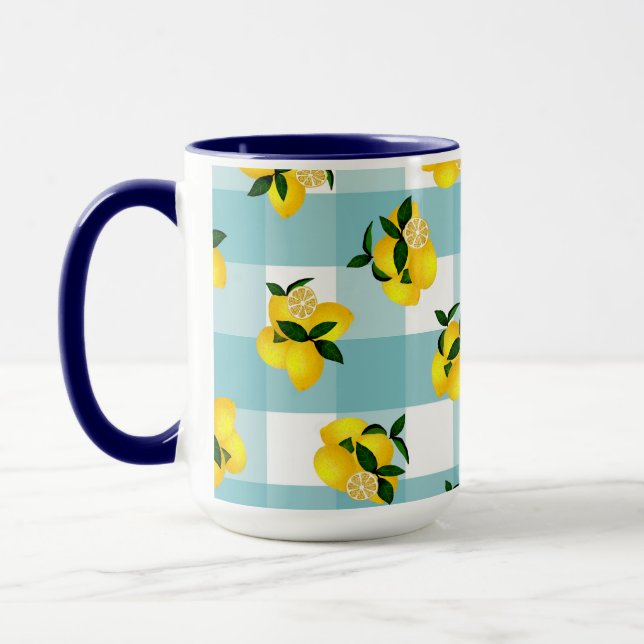 Taza Moda Lemon Blue Gingham (Izquierda)