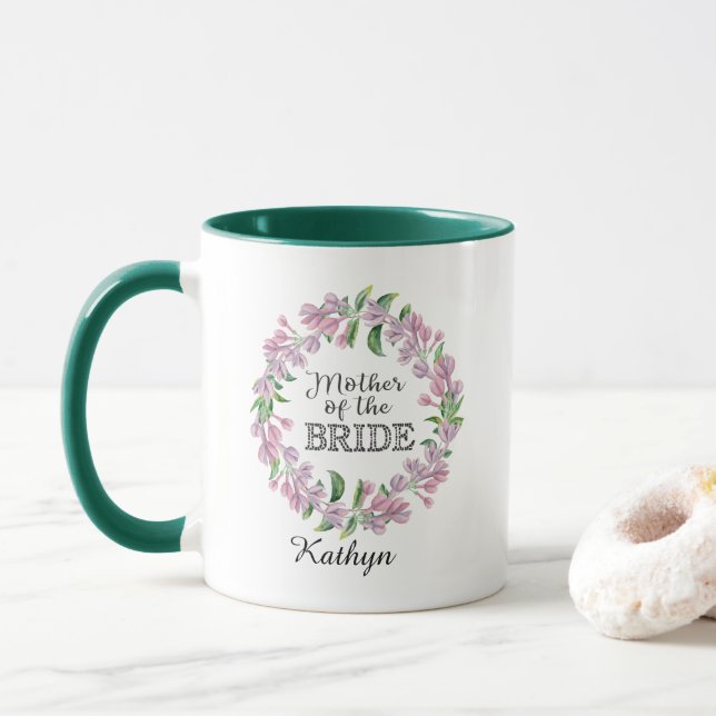 Taza Moda Lilac Wreath Madre de la tipografía BRIDE (Con donut)