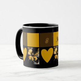 Taza moda oro negro abstracto floral