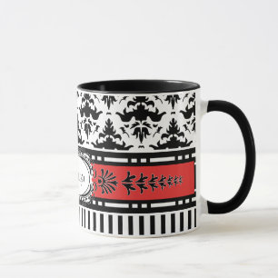 Taza Moda Paris Stripes y Damask Añadir tu nombre