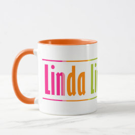 Taza Moda Personalizada "Linda" Nombre Bandas Coloridas