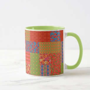 Taza Moda Poppies Faux-patchwork Ringer Coffee Mug