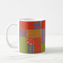 Taza Moda Poppies Faux-patchwork Ringer Coffee Mug
