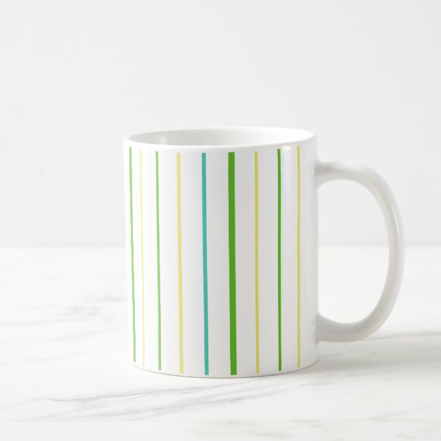 Taza Moda Ringer Mug, Stripes, Verde, Turquesa, Amarill (Derecha)
