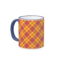 Moda Rojo Amarillo y café azul trenzado Mug