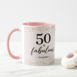 Taza Moda Rosa 50 y Fabulosa Mug de Cumpleaños