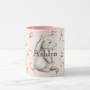 Taza Moda Rosa Cute Bunny Rosa Floral