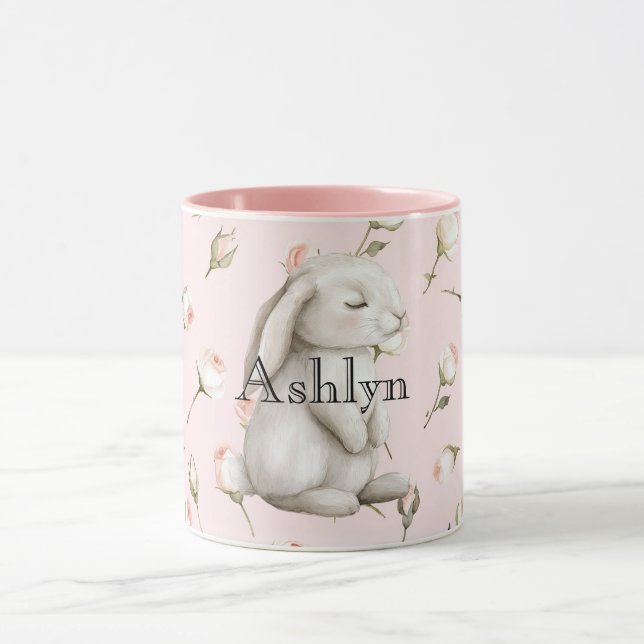 Taza Moda Rosa Cute Bunny Rosa Floral (Centro)
