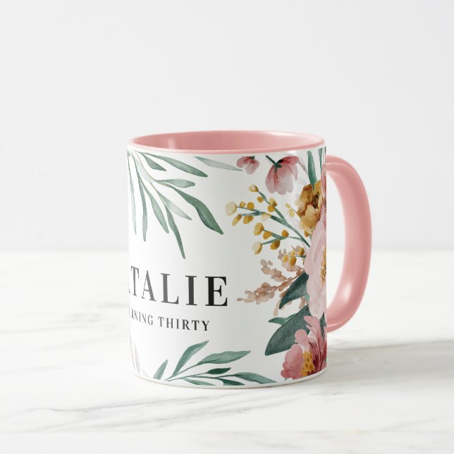 Taza moda rosa de color canino con 30 años (Anverso derecho)