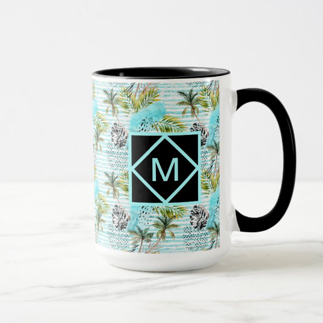 Taza Modelo abstracto de la palmera de la acuarela (Derecha)