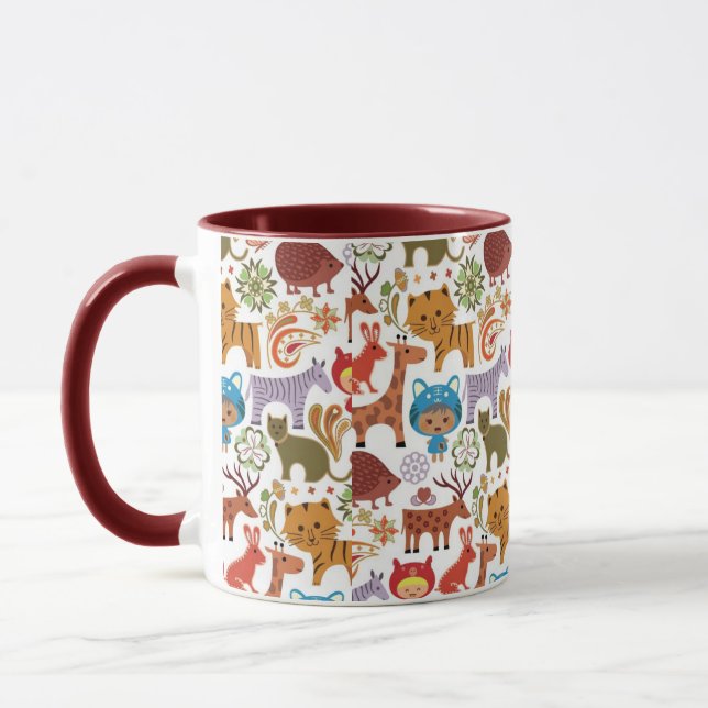 Taza Modelo abstracto del niño y de los animales (Izquierda)