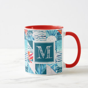 Taza Modelo abstracto geométrico verde azulado tropical