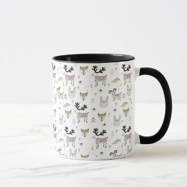 Taza Modelo animal del Doodle del arbolado lindo (Derecha)