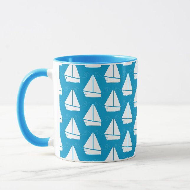 Taza Modelo azul claro del velero (Izquierda)