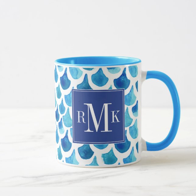 Taza Modelo azul de la escala de la acuarela (Derecha)