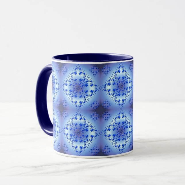Taza Modelo azul geométrico étnico abstracto (Anverso izquierdo)
